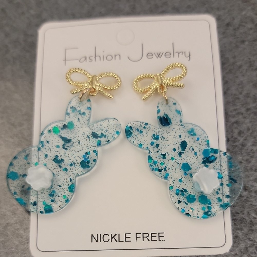 Fashion Jewelry Blue and Gold Dangle Earrings - Picture 1 of 1